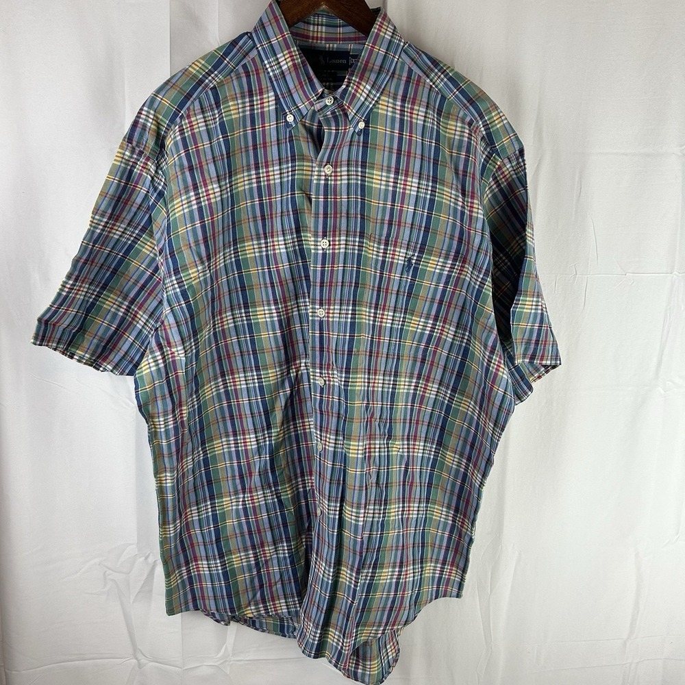 Ralph Lauren Blake‎ Short Sleeve Mens XL Shirt Colorful Plaid